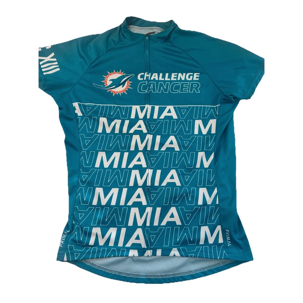Primal Women Sport Cut Raglan Jersey sz M Miami Dolphins Cancer Challenge Green